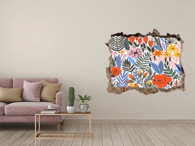 Wandfolien Loch in der Wand Blumenwandbild durch ein Loch in der Wand