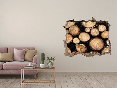 3D Wandsticker Loch Holz in einem Loch in der Wand