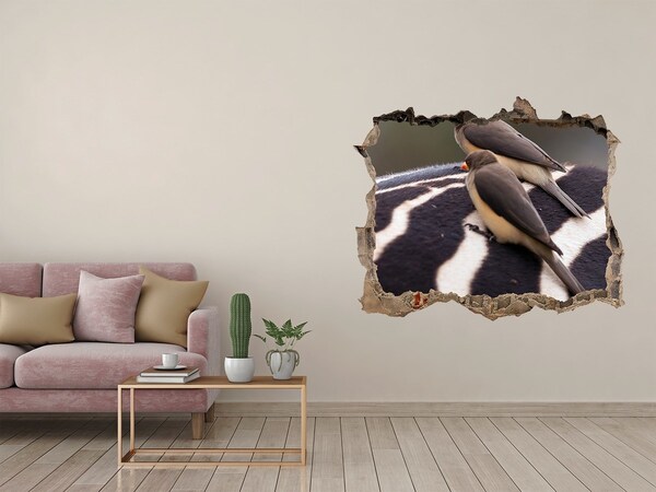 3D Wandsticker Loch Vögel auf dem Rücken eines Zebras