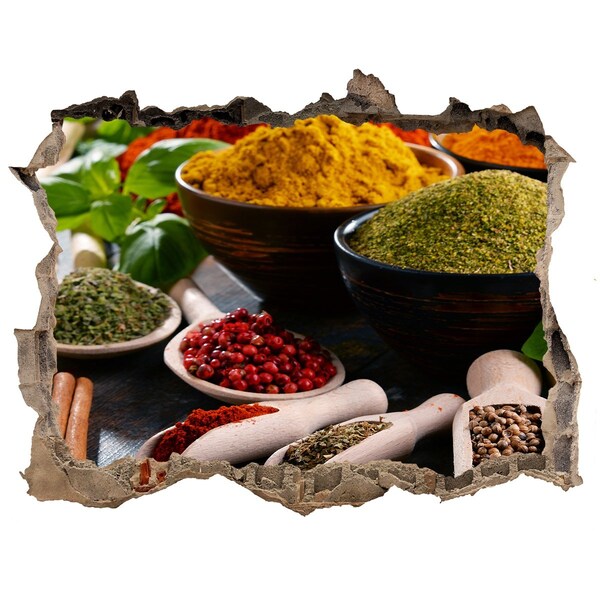 3D Wandsticker Loch Bunte Gewürze in der Küche