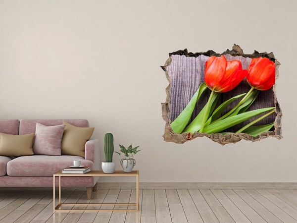 3D Wandsticker Loch Blumen aus Beton