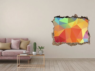 3D Wandsticker Loch Farbenfrohe Geometrie in einem Loch in der Wand