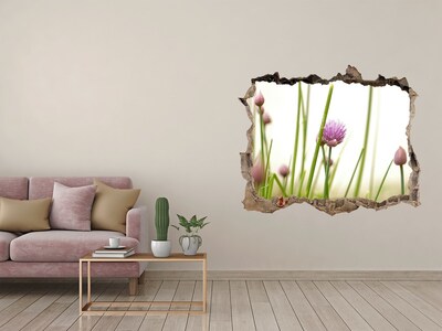 3D Wandsticker Loch Blumengarten durch ein Loch in der Wand