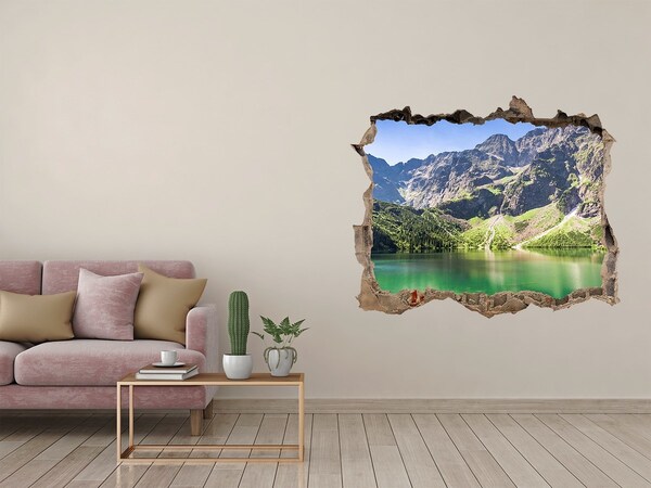 Wandfolien Loch in der Wand Berglandschaft am See