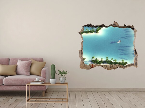 3D Wandsticker Loch Eine tropische Oase mit Meerblick