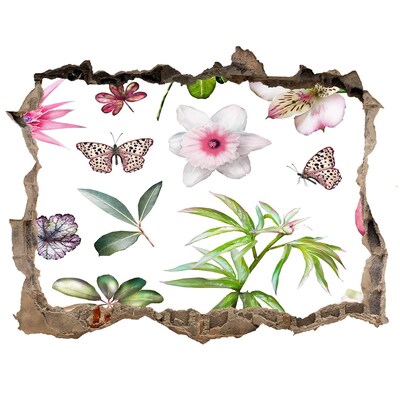 Wandfolien Loch in der Wand Ein Blumenparadies hinter der Mauer