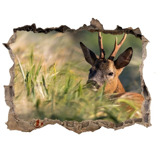 3D Wandsticker Loch Rehe in einer Waldlandschaft