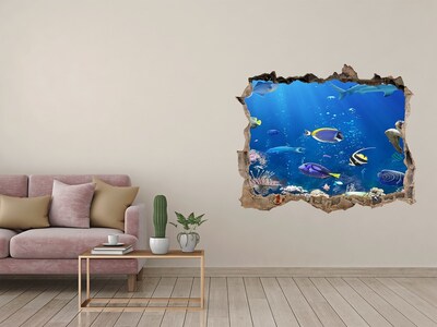 Wandfolien Loch in der Wand Eine Unterwasserwelt voller Fische