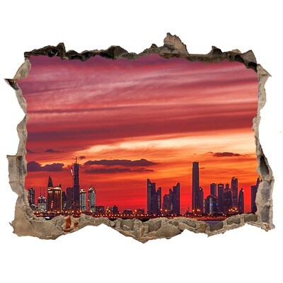 3D Wandtattoos Loch in der Wand Sonnenuntergang über Dubai