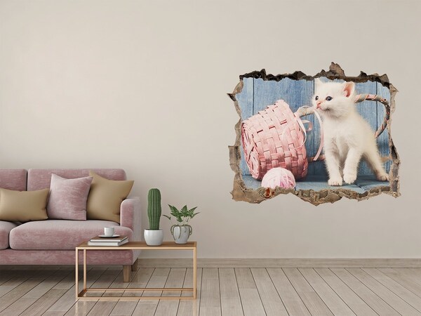 3D Wandsticker Loch Katze in einem Loch in der Wand