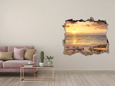 3D Wandtattoos Loch in der Wand Sonnenuntergang über dem Strand