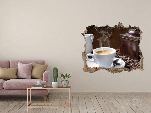 3D Wandsticker Loch Kaffee im Café