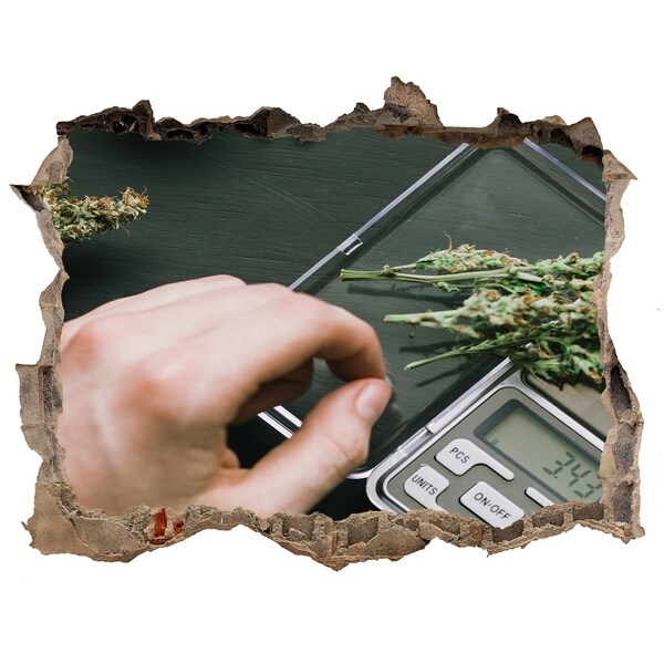 3D Wandsticker Loch Gewicht durch Marihuana