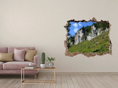Wandtattoos Loch Berglandschaft durch ein Loch in der Wand