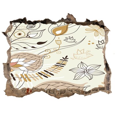 Wandfolien Loch in der Wand Frühlingsvögel im Garten