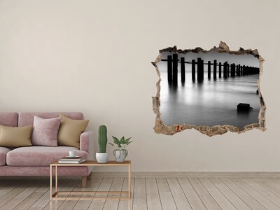 3D Wandsticker Loch Ein versunkener Pier in monochromer Umgebung