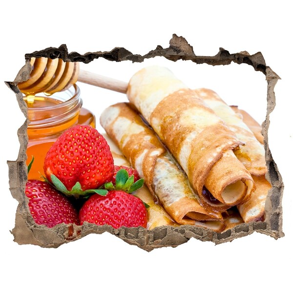 Wandtattoos Mauerdurchbruch Köstliche Pfannkuchen mit Erdbeeren