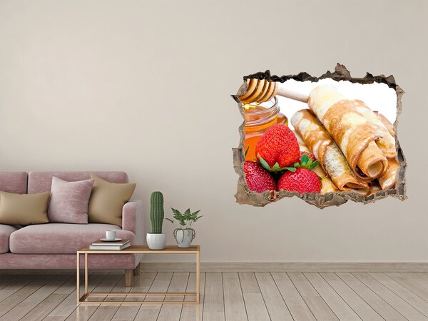 Wandtattoos Mauerdurchbruch Köstliche Pfannkuchen mit Erdbeeren