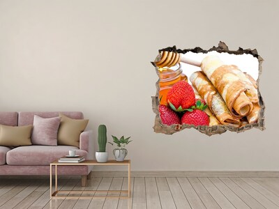Wandtattoos Mauerdurchbruch Köstliche Pfannkuchen mit Erdbeeren