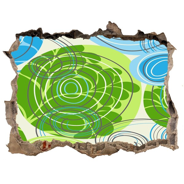 Wandfolien Loch in der Wand Muster in Grün und Blau