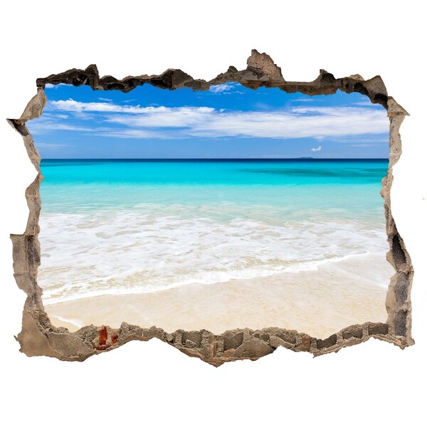 3D Wandsticker Loch Karibischer Strand durch ein Loch in der Wand