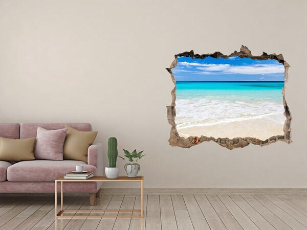 3D Wandsticker Loch Karibischer Strand durch ein Loch in der Wand