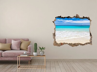 3D Wandsticker Loch Karibischer Strand durch ein Loch in der Wand