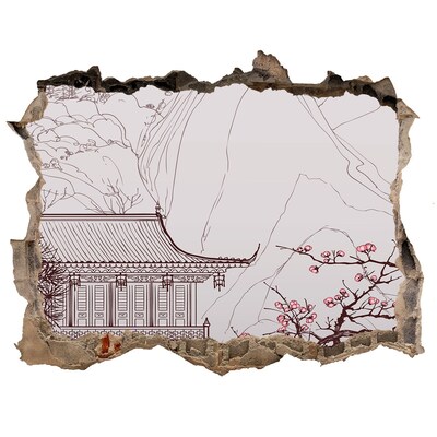 3D Wandsticker Loch Eintauchen in die asiatische Architektur