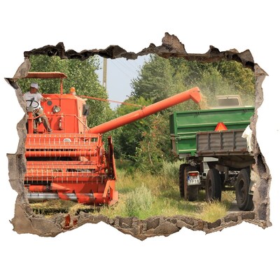 3D Wandsticker Loch Landwirtschaftliche Maschinen im Einsatz