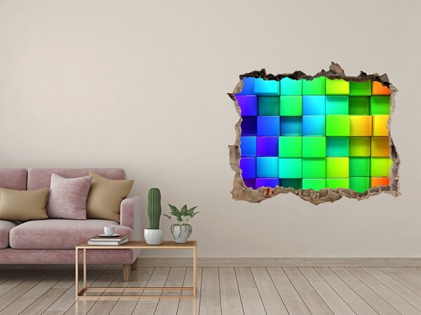 3D Wandtattoos Loch in der Wand Bunte Tetris-Wand