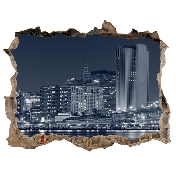 Wandtattoos Mauerdurchbruch New Yorker Skyline durch ein Loch in der Wand