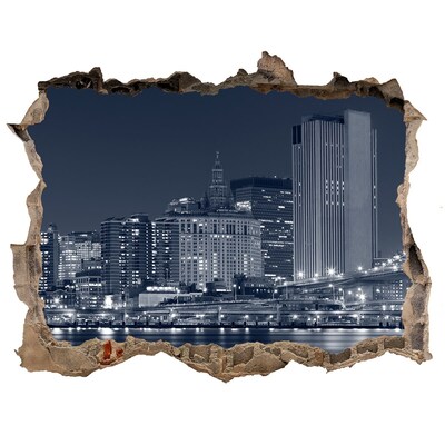 Wandtattoos Mauerdurchbruch New Yorker Skyline durch ein Loch in der Wand