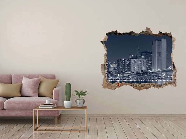 Wandtattoos Mauerdurchbruch New Yorker Skyline durch ein Loch in der Wand