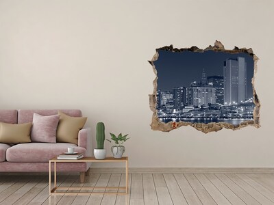 Wandtattoos Mauerdurchbruch New Yorker Skyline durch ein Loch in der Wand