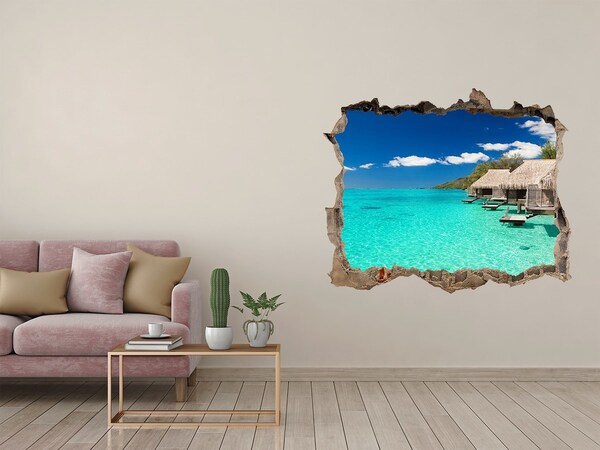Wandtattoos Mauerdurchbruch Paradiesische Lagune inmitten der Bungalows