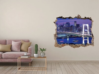 3D Wandsticker Loch Die Brücke im Nachtlicht