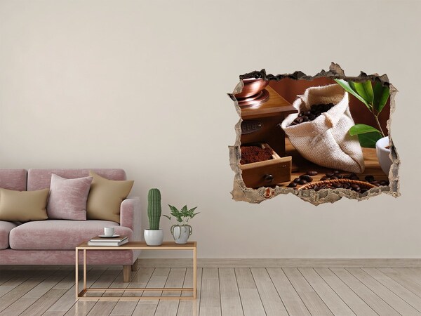 3D Wandsticker Loch Kaffeegenuss ganz bequem von zu Hause aus
