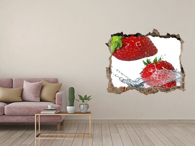 3D Wandsticker Loch Saftige Erdbeeren in Wasser