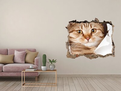 3D Wandsticker Loch Katze in einem Loch in der Wand