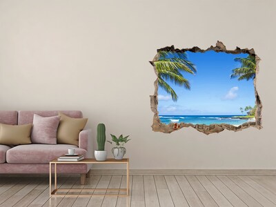 3D Wandtattoos Loch in der Wand Karibischer Strand durch ein Loch in der Wand