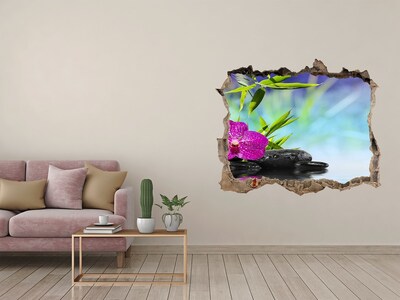 3D Wandsticker Loch Eine Oase der Ruhe mit einer Orchidee