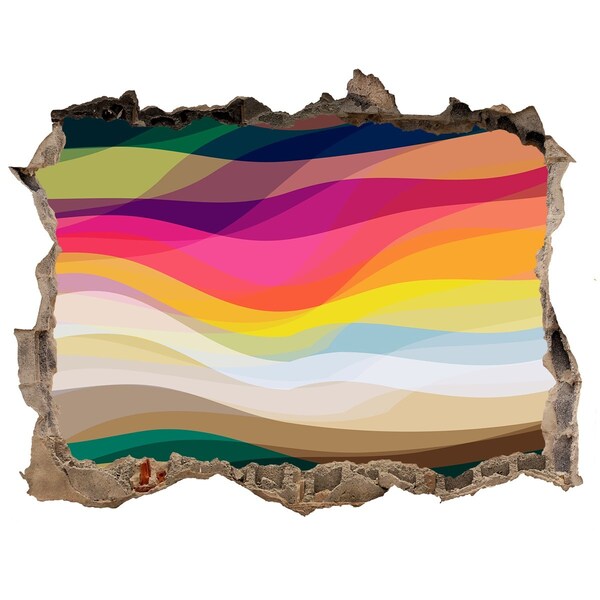 Wandtattoos Mauerdurchbruch Farbenfrohe Wellen vor Betonhintergrund