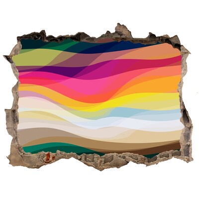 Wandtattoos Mauerdurchbruch Farbenfrohe Wellen vor Betonhintergrund