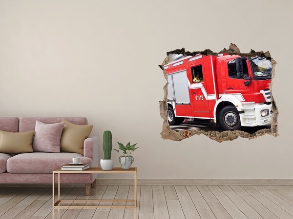 3D Wandsticker Loch Feuerwehrfahrzeug im Einsatz