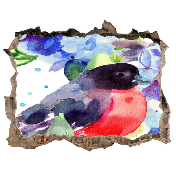 3D Wandtattoos Loch in der Wand Ein Vogel in einer farbenfrohen Komposition