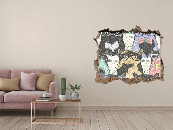 Wandtattoos Mauerdurchbruch Katzen mit Brille