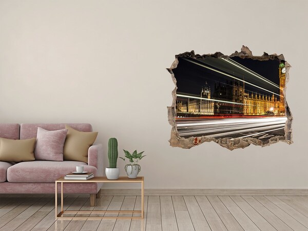 3D Wandtattoos Loch in der Wand Londoner Wahrzeichen bei Nacht