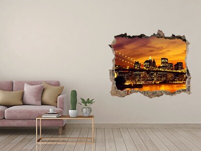 Wandtattoos Loch New Yorker Skyline bei Sonnenuntergang
