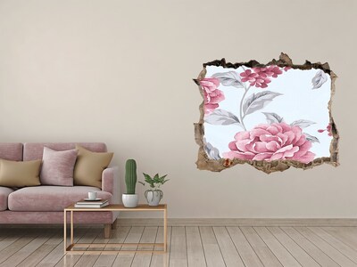 3D Wandtattoos Loch in der Wand Blumenmotiv auf Betongrund