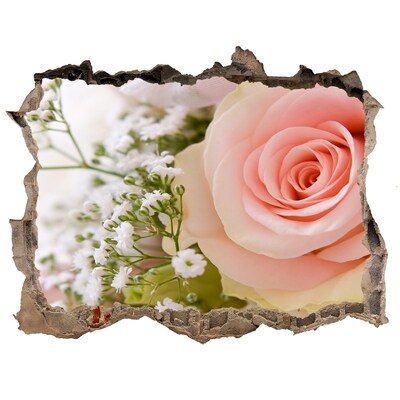 3D Wandtattoos Loch in der Wand Eine Rose in einem Blumenarrangement